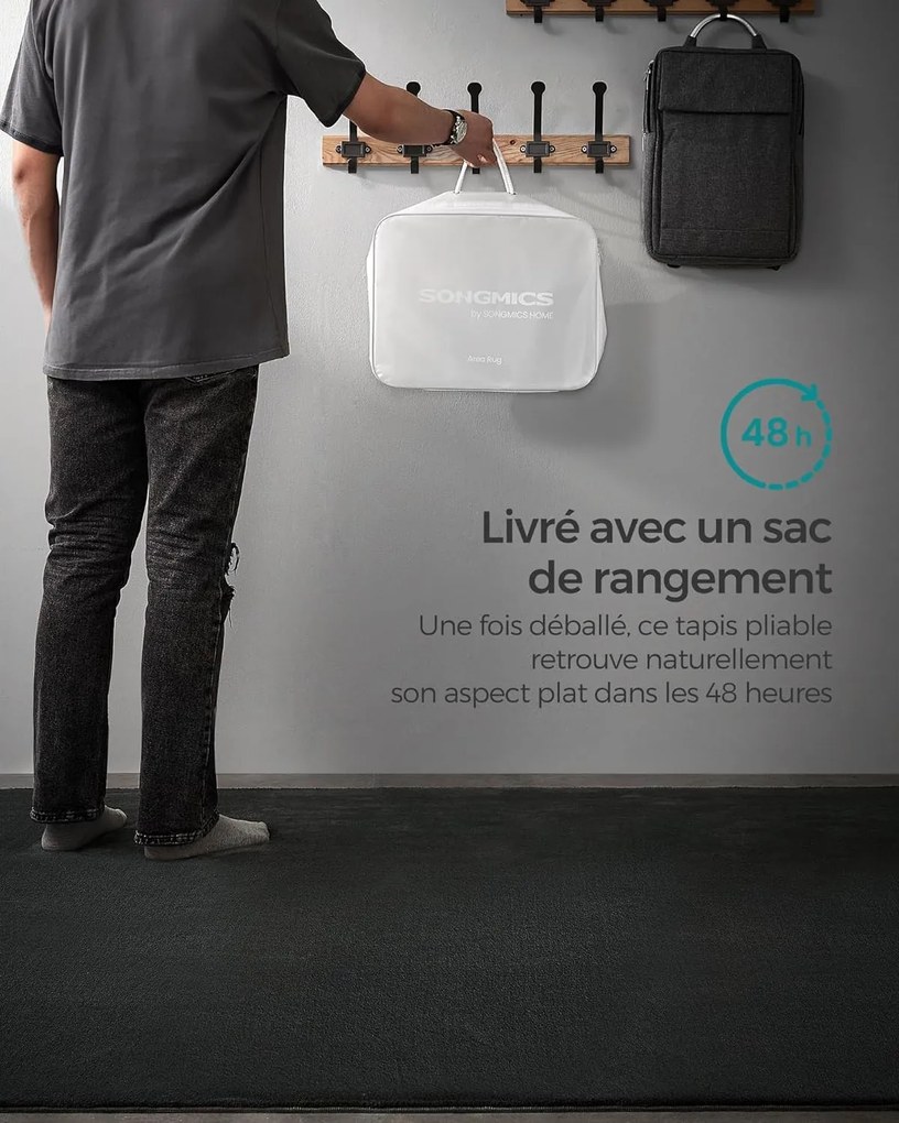 Koberec, 160 x 230 cm, protišmykový, možno prať v práčke, antracitovo sivý