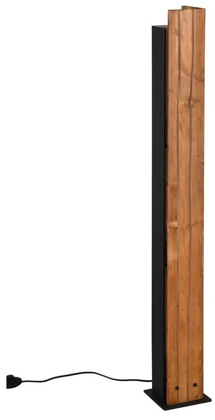 Stojacia lampa v čierno-prírodnej farbe s dreveným tienidlom (výška 121 cm) Karuni – Trio