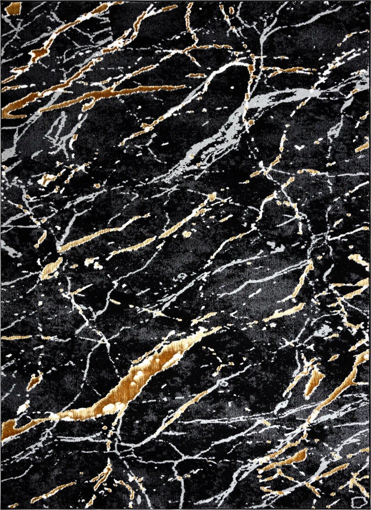 Dywany Łuszczów, Kusový koberec Allure 1963 black/gold, 140x190, čierna, kancelária