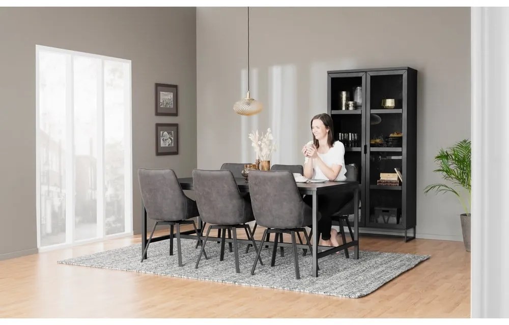 Čierna vitrína z dubového dreva 95x195 cm Everett - Rowico