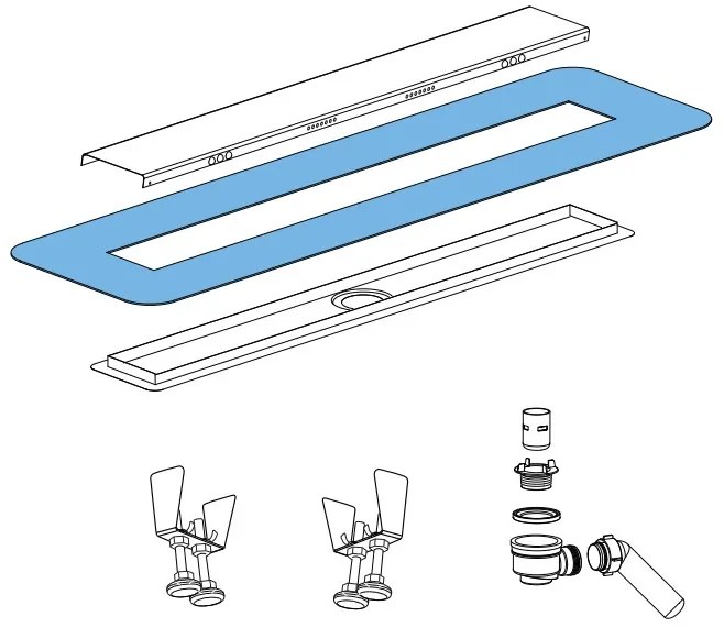 Deante Deante, nerezový lineárny odtokový žľab s otočnou mriežkou (2v1) 70cm, sifón H65, čierna, KOS_N07D