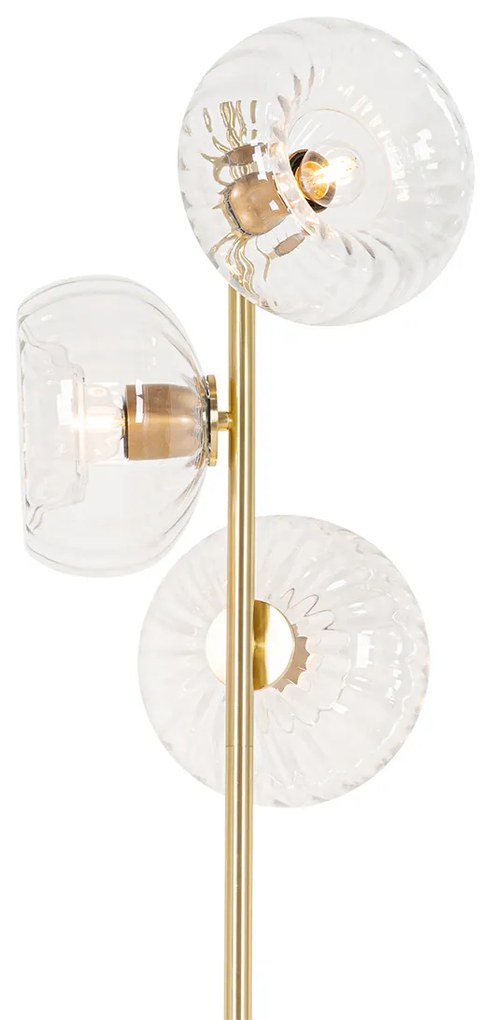 Art Deco stojaca lampa zlatá so sklom 3-svetlo - Ayesha