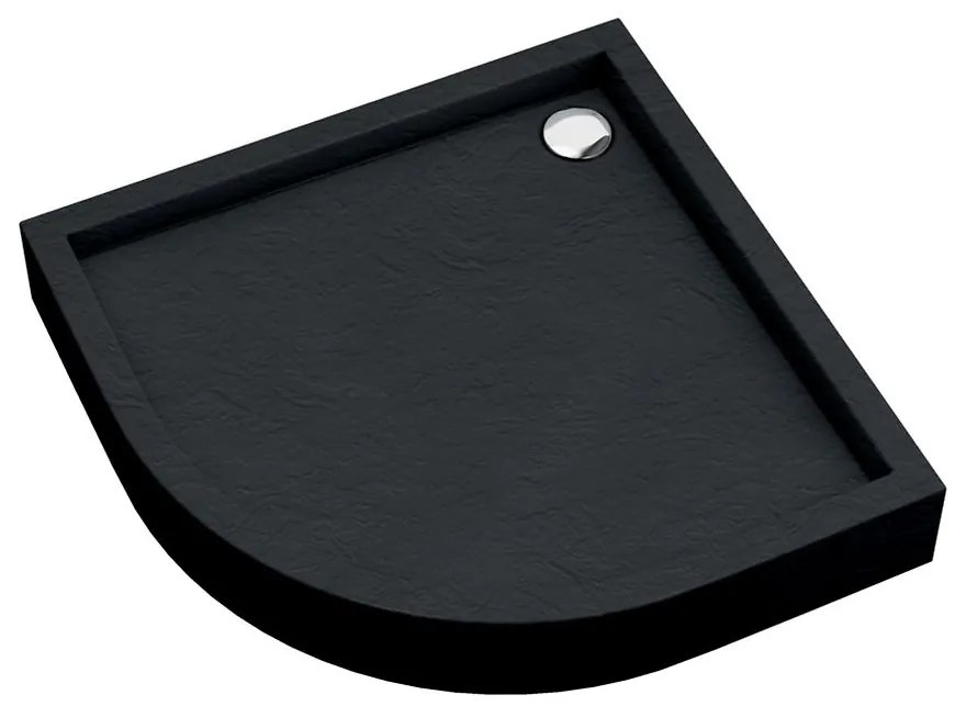 Vanička polokrúhla Astrix 80x80x16 čierna štruktúra AQM4733CST