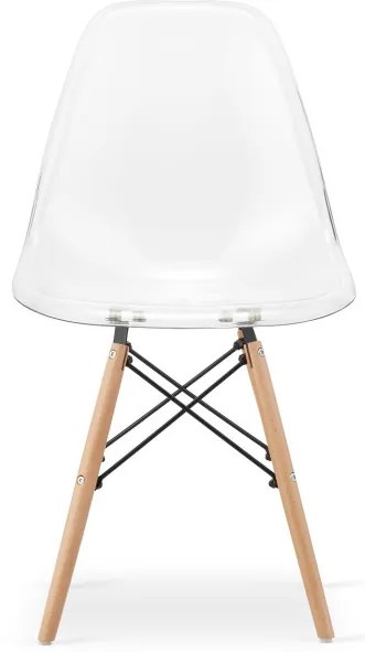 Set troch jedálenská stoličiek OSAKA priehľadné (hnedé nohy) (3ks)