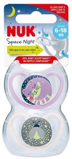 NUK Dojčenský cumlík NUK Space Nights 6-18m 2ks/BOX chlapec