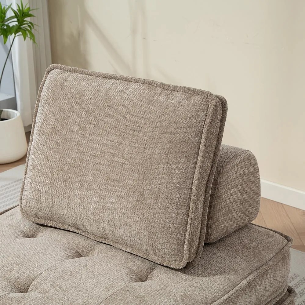 Rozkladacia penová sofa CALMERO - svetlo hnedá