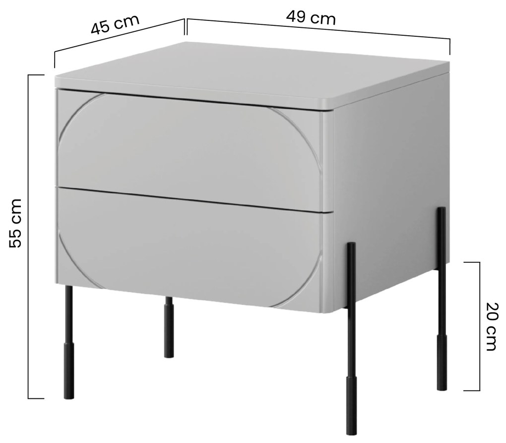 Nočný stolík Sonatia 45 cm - olivová