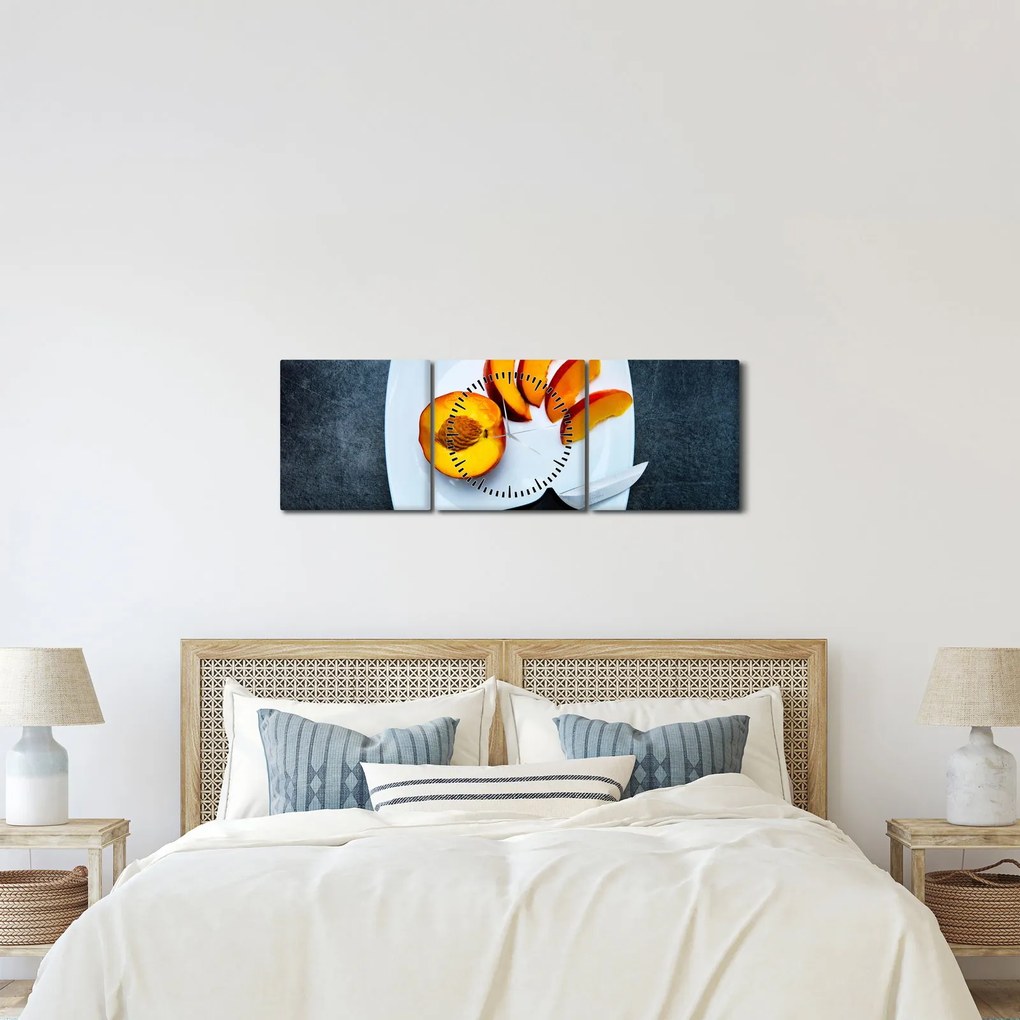 Obraz broskyne (s hodinami) (90x30 cm)