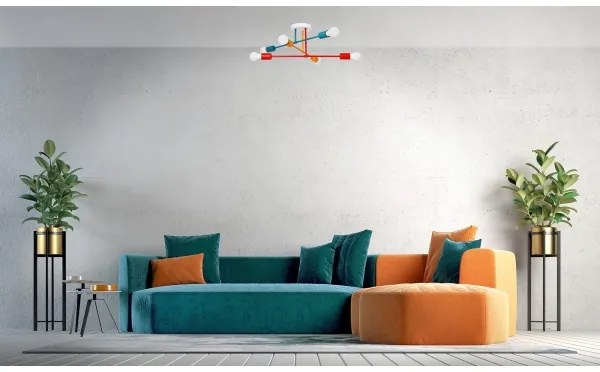 Prisadený luster CAMBRIDGE 6xE27/20W/230V modrá/červená/oranžová