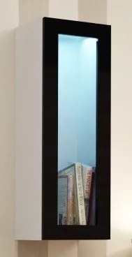 Vigo - Vitrína závesná, 1x dvere sklo (biela mat/čierna VL)