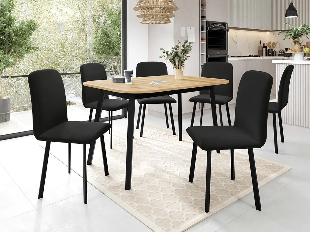 Jedálensky set so 6 stoličkami Grazpen S 130x80, Farby:: Amor Velvet 4321, Farby:: biela / čierna