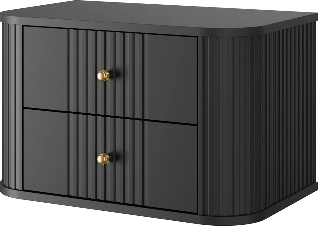 Nočné stolíky na stenu Vesper 56 cm - 2 ks - čierna / zlatá