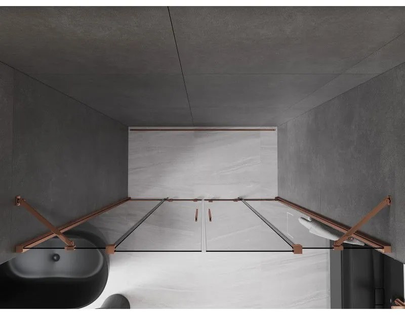 Mexen Velar Duo, posuvné sprchové dvere do otvoru 180 cm, 8mm šedé sklo, ružové zlato, 871-180-000-42-60