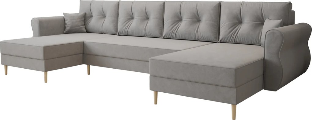 AKCIA Rozkladacia sedacia súprava do U SILVIANO 300x140 cm, sivá + 2 vankúšiky ZDARMA II. akosť