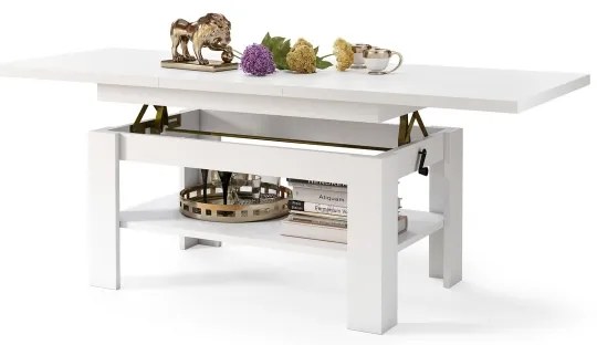Rozkladací konferenčný/jedálenský stôl so zdvíhacou doskou ROY biely