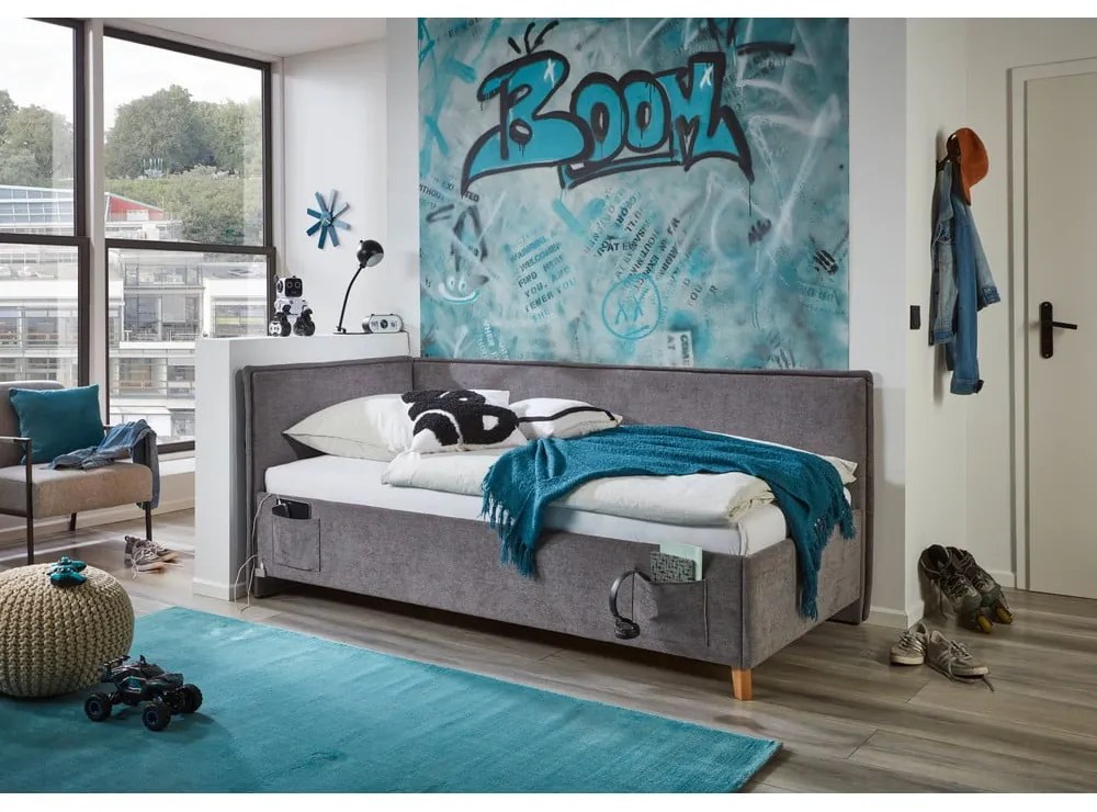 Sivá detská posteľ s úložným priestorom 90x200 cm Fun – Meise Möbel