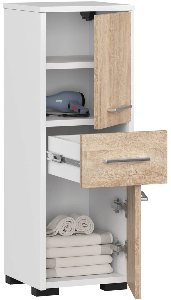 Kúpeľňová skrinka Fin biela/sonoma