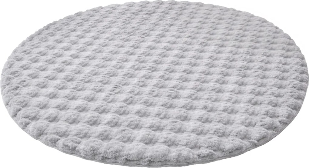 Okrúhly Bublinový koberec Rabbit Buble 120 cm strieborný plyšový