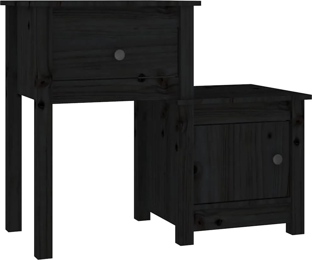 vidaXL Nočný stolík čierny 79,5x38x65,5 cm masívne borovicové drevo
