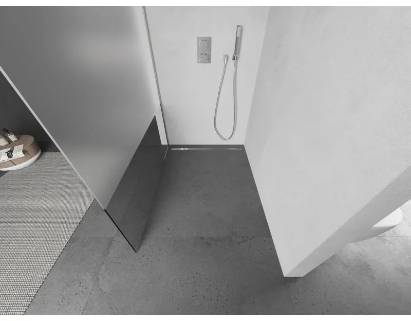 Mexen Kioto, sprchová zástena Walk-In 80 x 200 cm, 8mm číre sklo-námraza, brúsená oceľ profil, 800-080-101-97-35