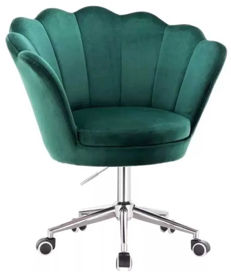 LuxuryForm DESIGN Kreslo FREY VELUR na striebornej podstave s kolieskami - zelené