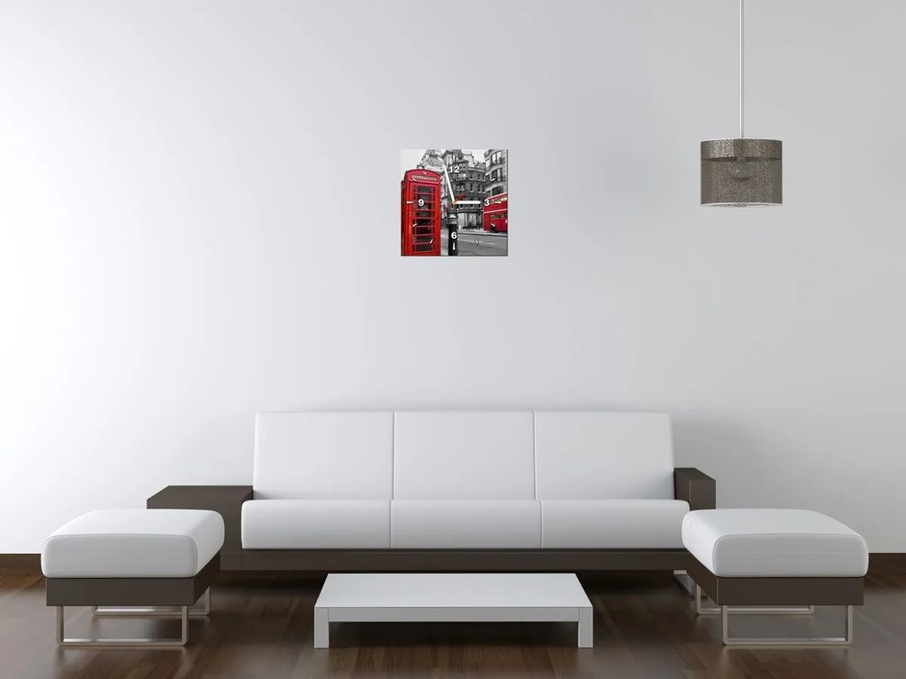 Gario Obraz s hodinami Telefónna búdka v Londýne UK Rozmery: 60 x 40 cm