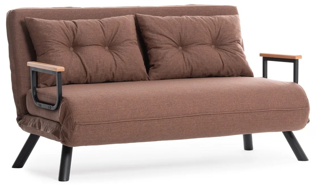 Pohovka futon Sandy (Svetlá hnedá). Akcia -18%. Vlastná spoľahlivá doprava až k Vám domov. 1073581