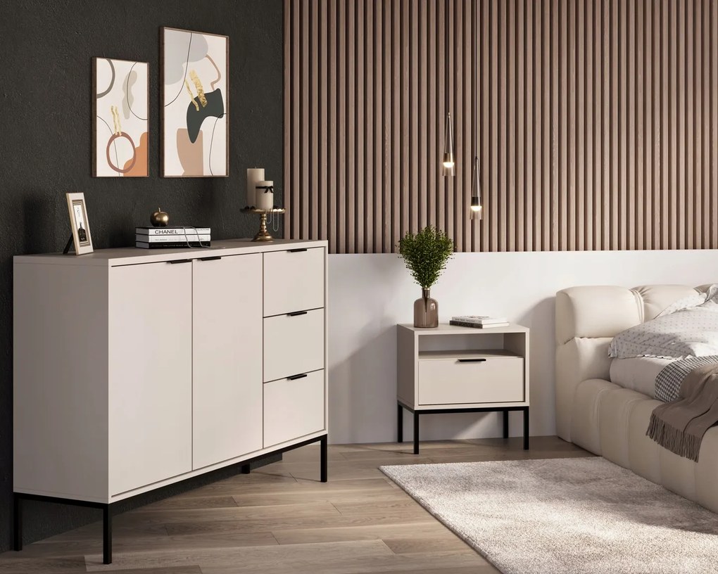 Nočný stolík Austin biely/čierny