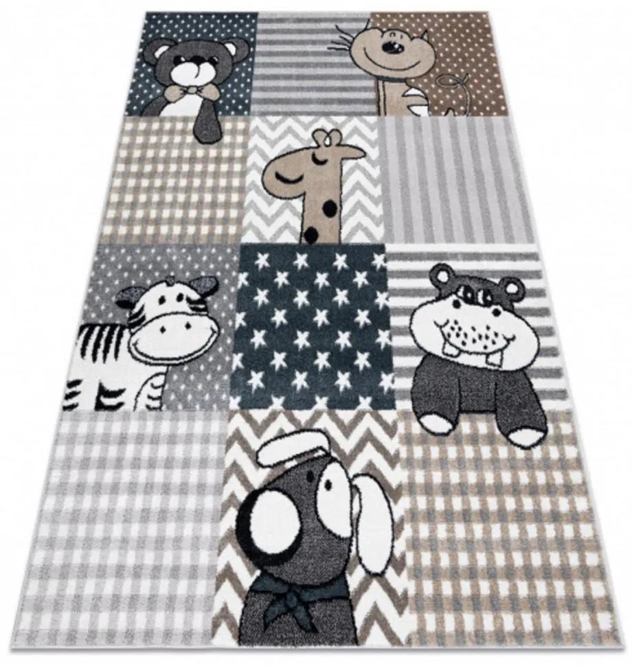 Detský kusový koberec Zvieratka sivý 280x370cm