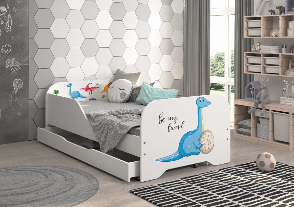 Wooden Toys Detská posteľ MIKI 140x70 DINO FRIEND