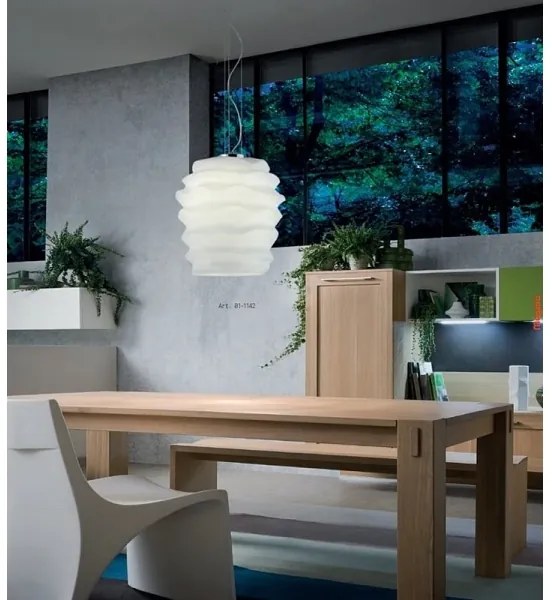 Redo 01-1141 - Závesné svietidlo MAGMA na lanku 1xE27/42W/230V priemer 30 cm lesklý chróm/biela