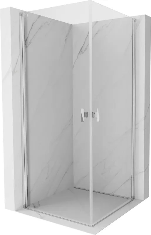 Mexen Mist-B Duo, 2-krídlový výklopný sprchový kút 100 x 100 cm, číre sklo, chrómový profil, 8A2-100-100-01-00