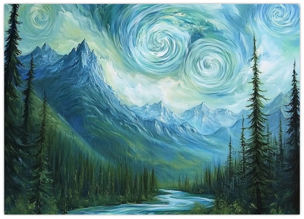 Obraz - Krajina s nádychom Van Gogha (70x50 cm)