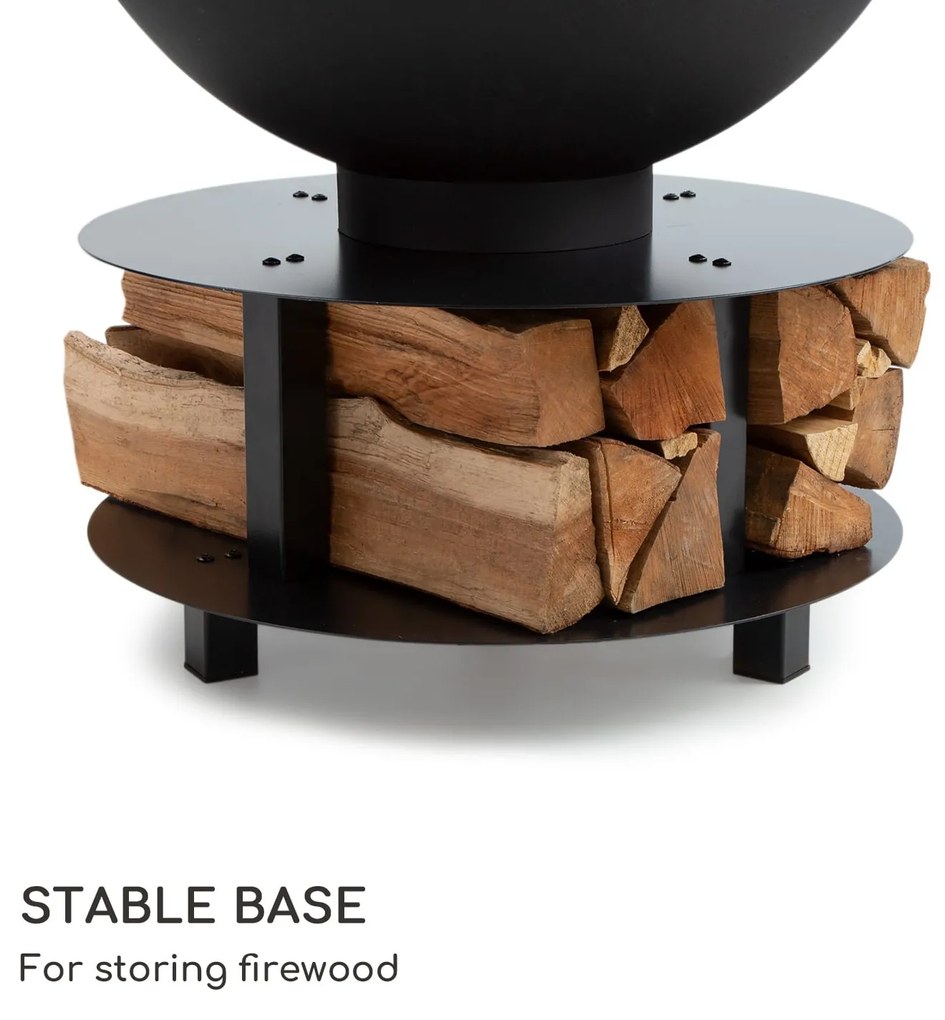 Blumfeldt Savage 2.0, okrúhle ohnisko s grilom, Ø 60 cm, stabilný podstavec, priestor na drevo