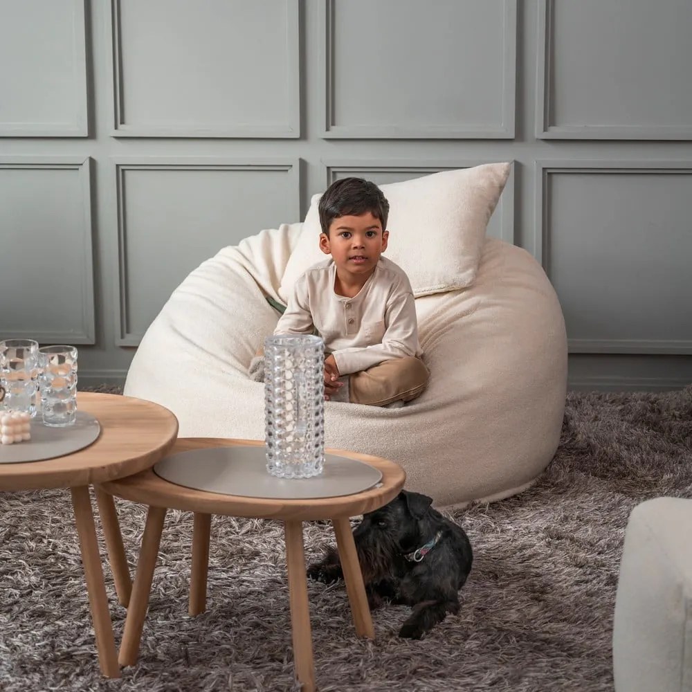 Krémový sedací vak z textílie buklé Om 110 – SLOWDOWN