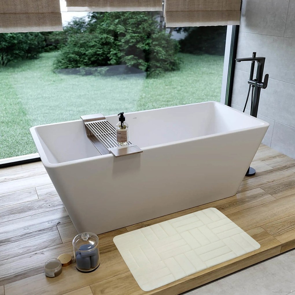 BO-MA, Protišmyková kúpeľňová predložka 3D 667 cream, 50x40, biela, kúpeľňa