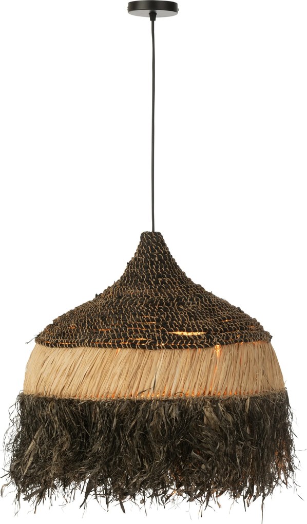 Závesné čiernopřírodní ratanové svetlo Raffia L - Ø 50*65 cm/ E27