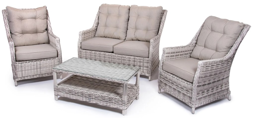 Sedacia súprava BERKLEY 2 so stolíkom s poličkou svetlo-sivá