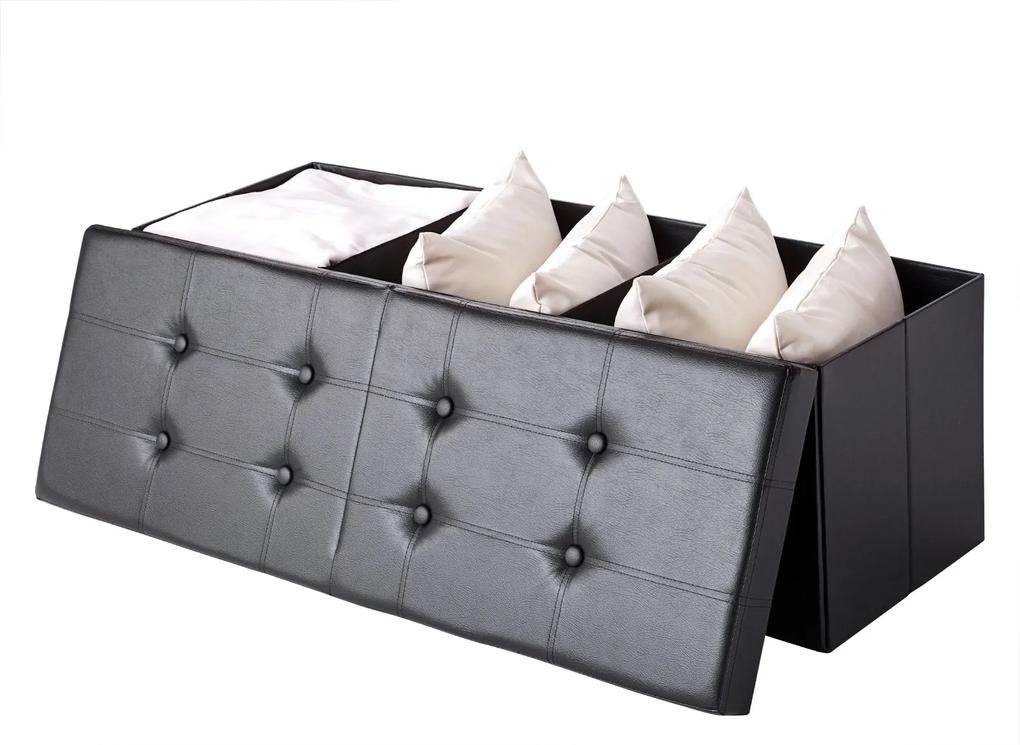 Casaria Skladacia sedacia truhlica s odklápacím krytom, čierna – 115 x 38 x 38 cm