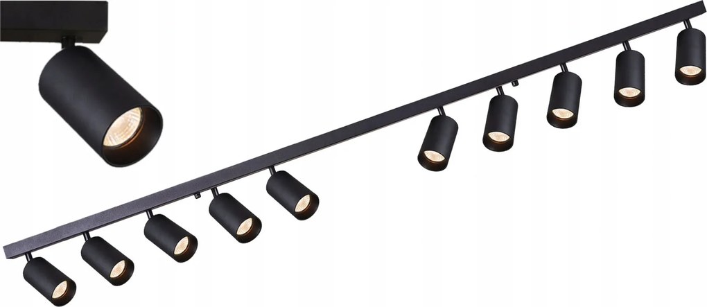 BERGE Koľajnicová lampa GU10 VIKI-L 10 - čierna