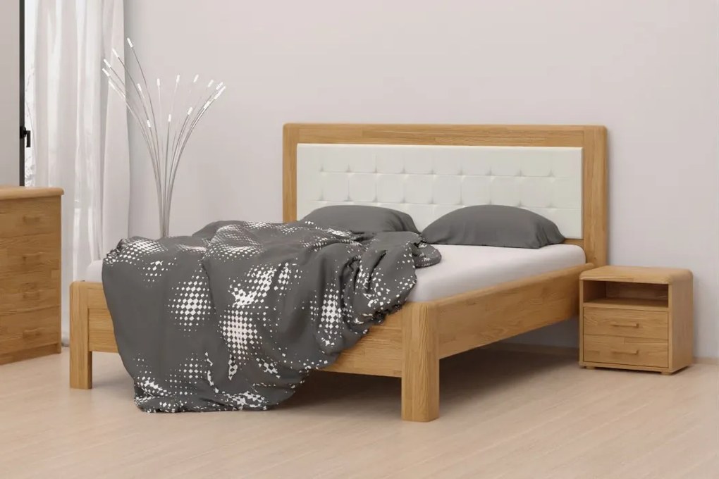 BMB ADRIANA STAR - masívna dubová posteľ s čalúneným čelom 160 x 200 cm, dub masív + čalúnené čelo