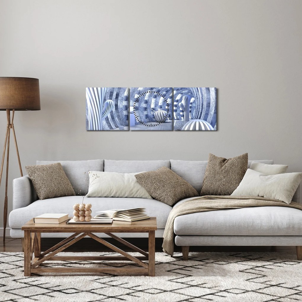 Obraz - 3D abstrakcia (s hodinami) (90x30 cm)