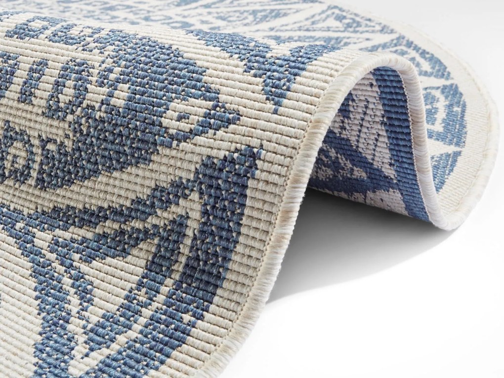 Kusový koberec Mojkoberec Original Nora 104162 Blue Creme kruh – na von aj na doma, 200x200 (priemer) kruh, modrá, chodba / predsieň, Mujkoberec Original