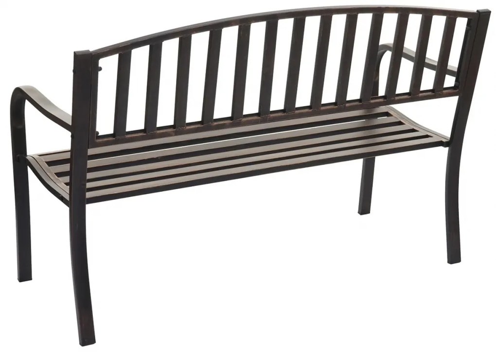 Záhradná lavička F43 2-miestna - práškovaná oceľ, 128 cm - Bronzová