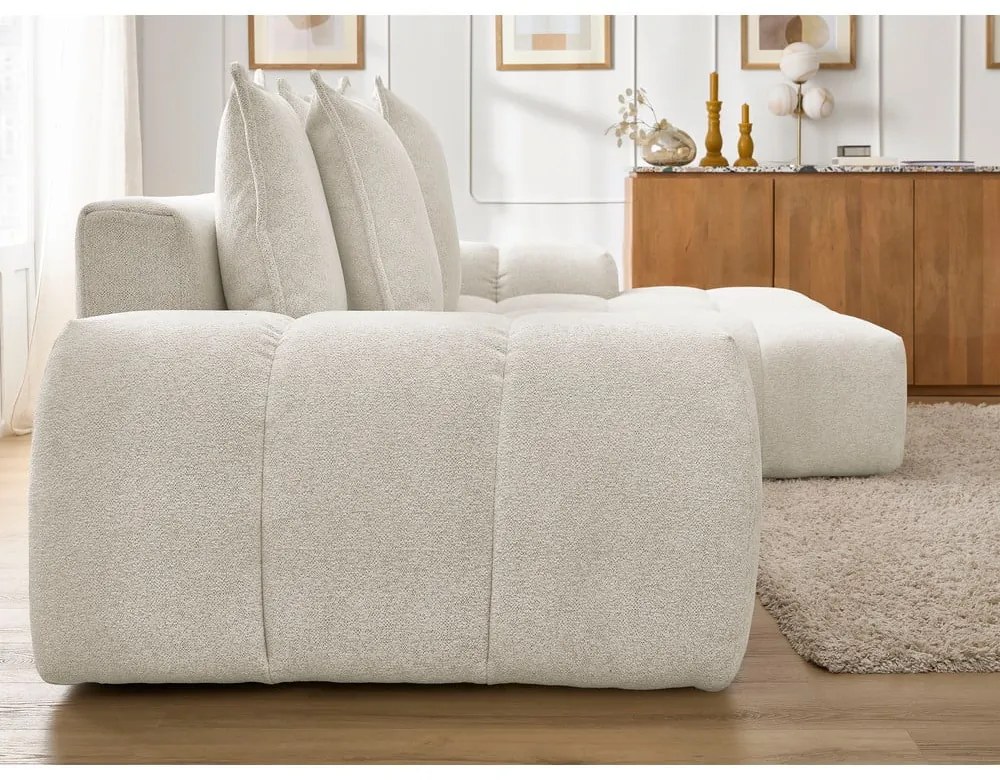 Biela ženilková rozkladacia/s úložným priestorom rohová pohovka (pravý roh/s leňoškou) Everest – Bobochic Paris