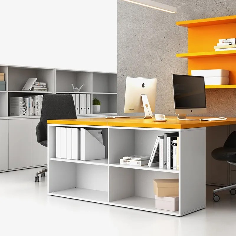 Kancelársky regál BLOCK, 1600 × 400 × 710 mm, biela