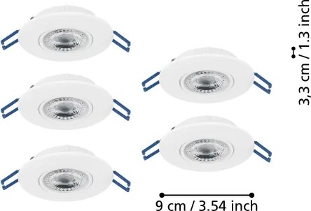 Eglo 300185 - Sada 5× LED zapustených stropných svietidiel GEDREZ LED/4,9W/230V pr. 9 cm, biela