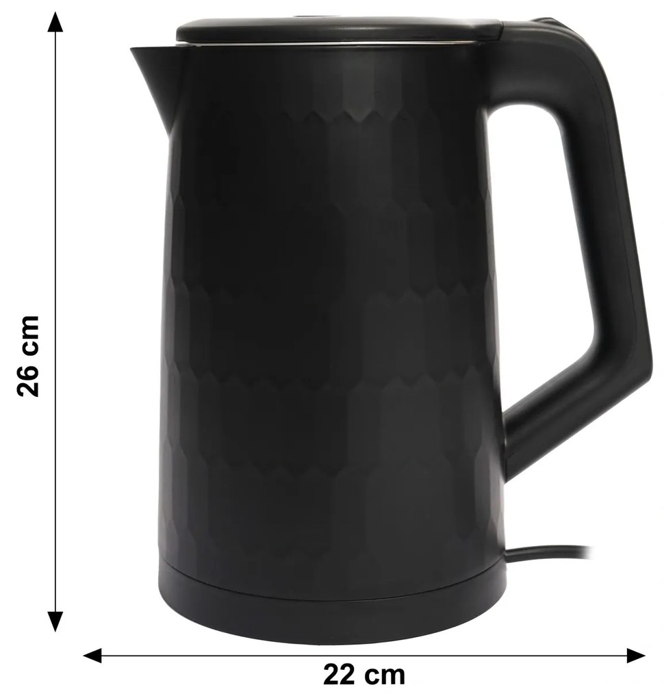 Bauerkraft Bezdrôtová cestovná rýchlovarná kanvica 1500 W 1,8 l otočná čierna