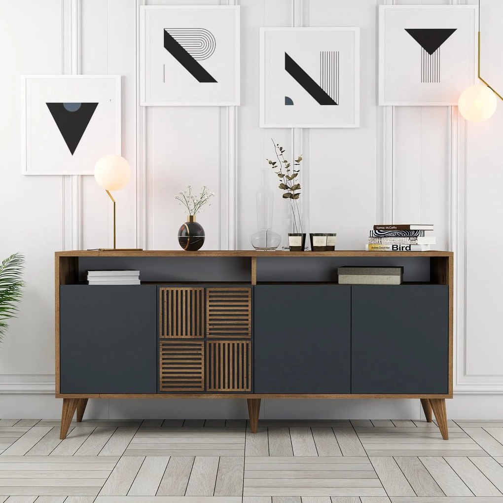Konzolový stolík Milan 160 - Walnut, Anthracite