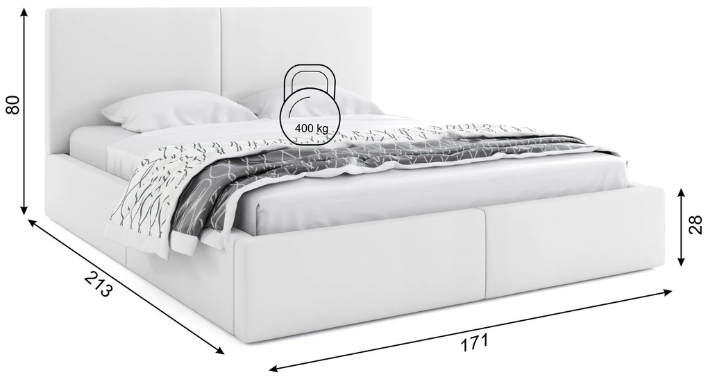 BMS GROUP Čalúnená posteľ HILTON 160x200cm výklopná biela